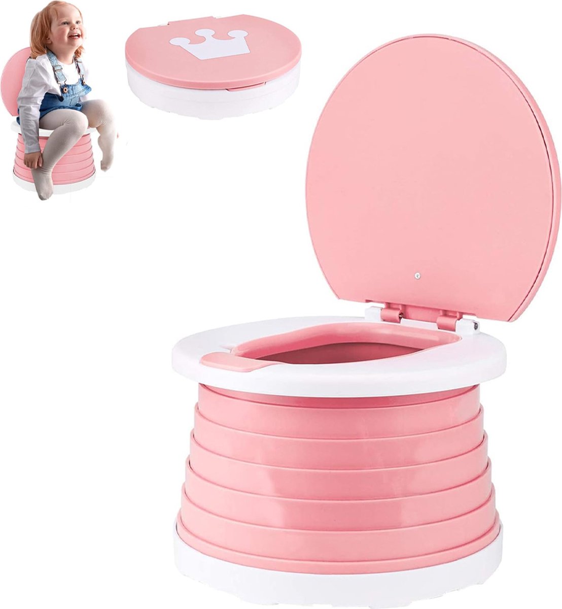 Pink foldable travel potty for toddlers