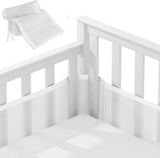 Baby crib bumper set in white breathable mesh