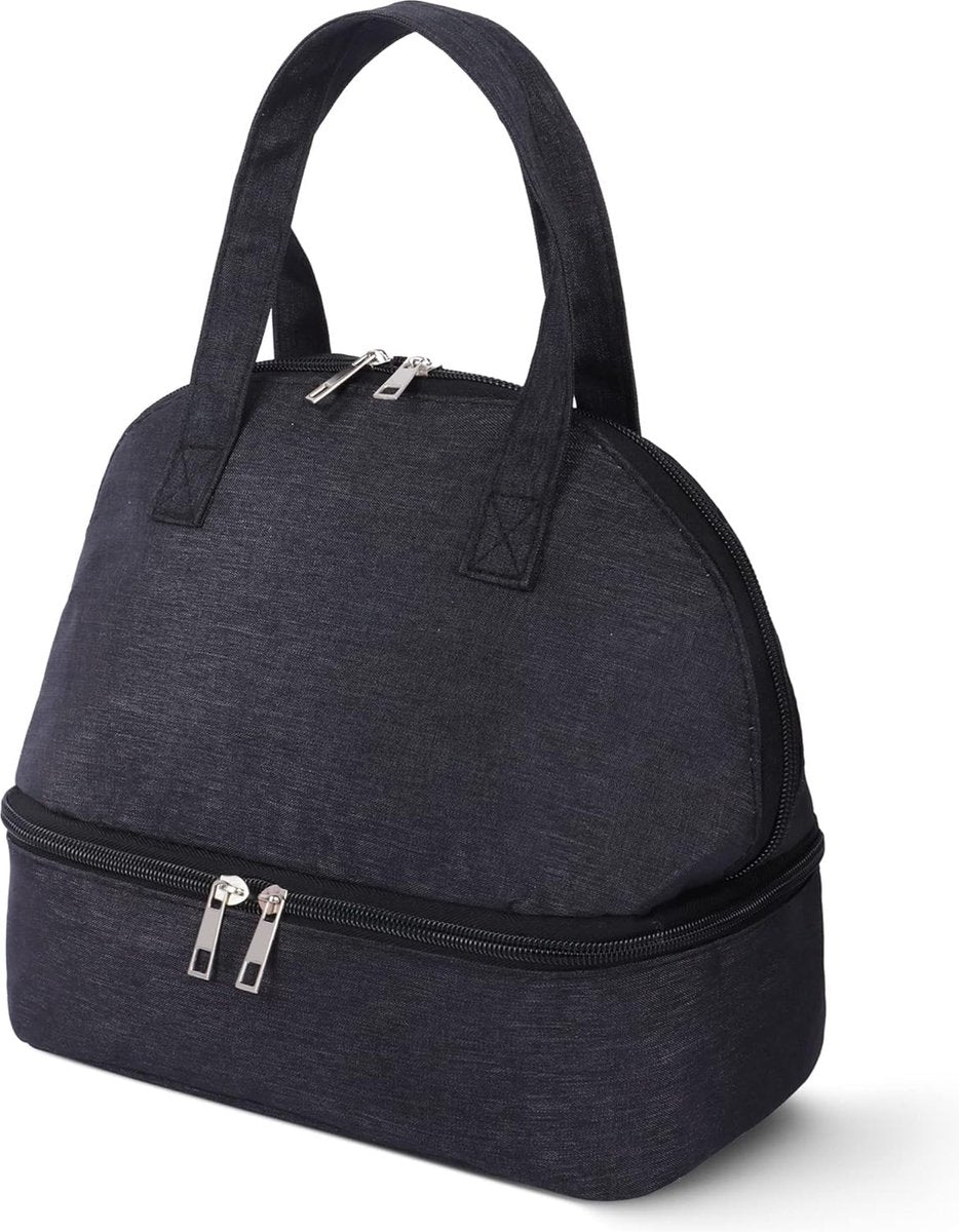 Double compartment insulated lunch bag with waterproof lining