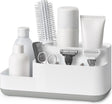 Nora freestanding toothbrush holder in white with seven compartments and drip tray