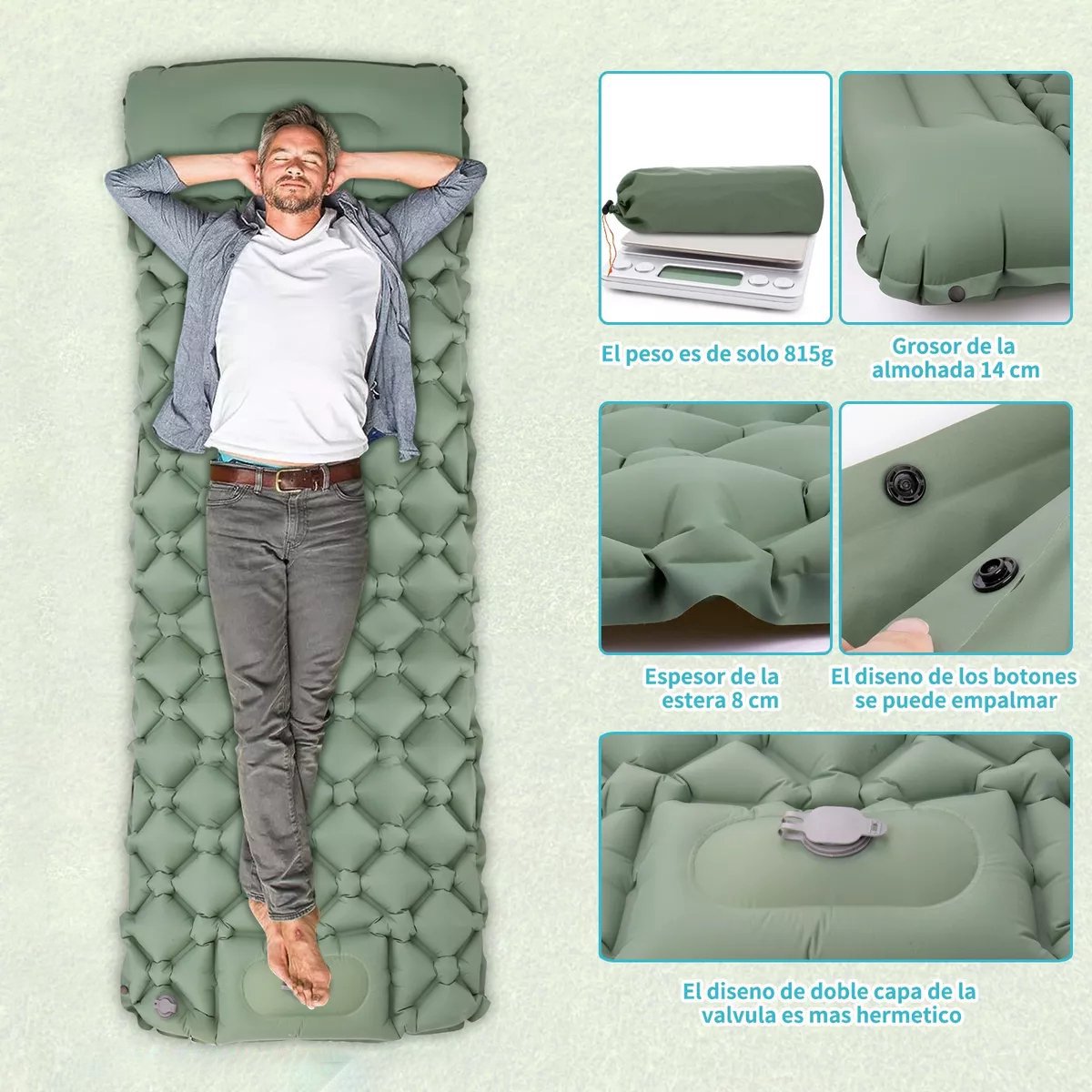 Geraldine Self Inflating Camping Mat, Single with Built In Foot Pump