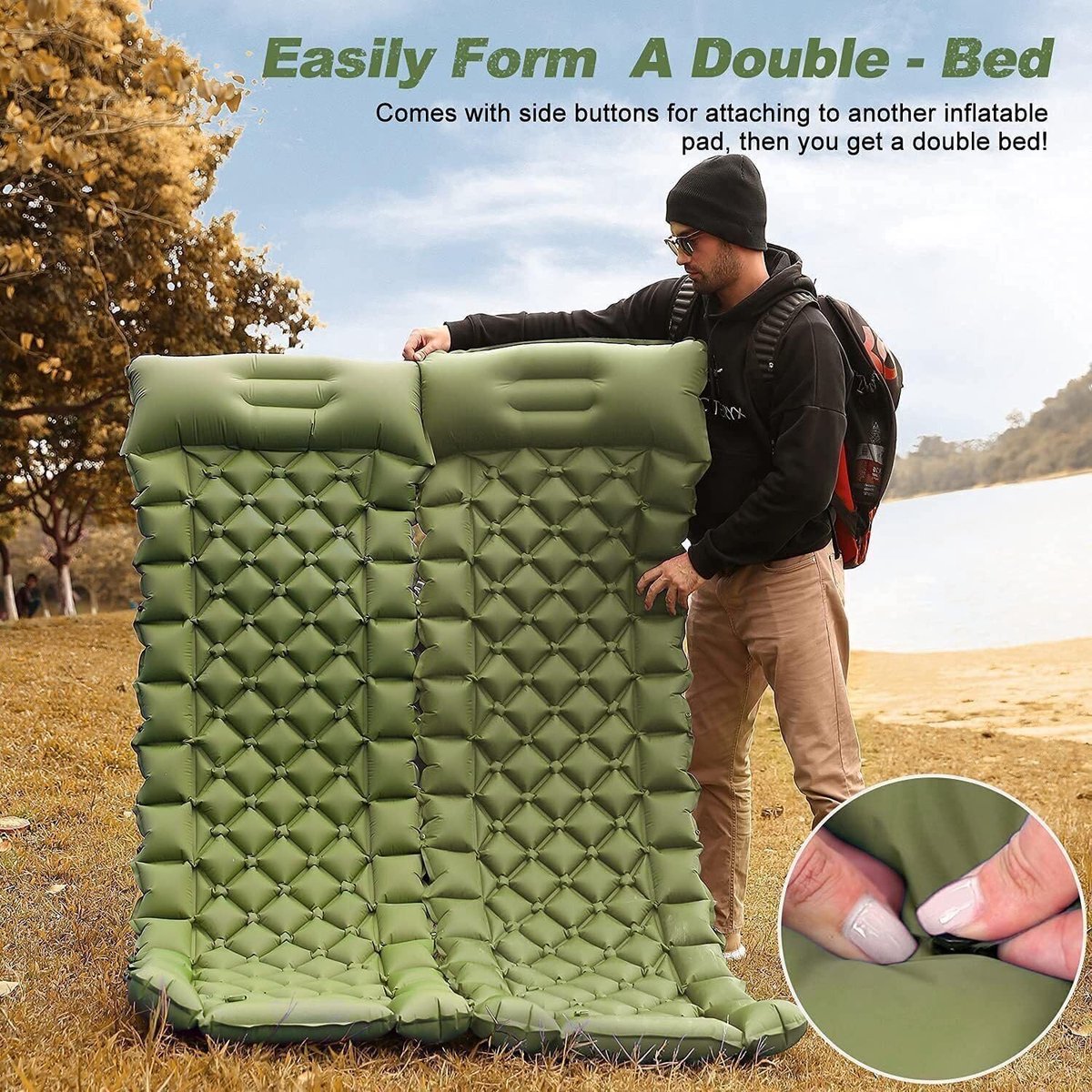 Geraldine Self Inflating Camping Mat, Single with Built In Foot Pump