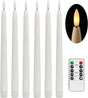 Set of six LED flameless taper candles with remote control