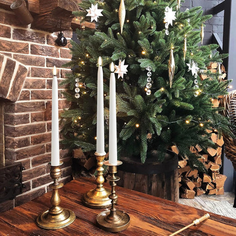 Set of six LED flameless taper candles with remote control