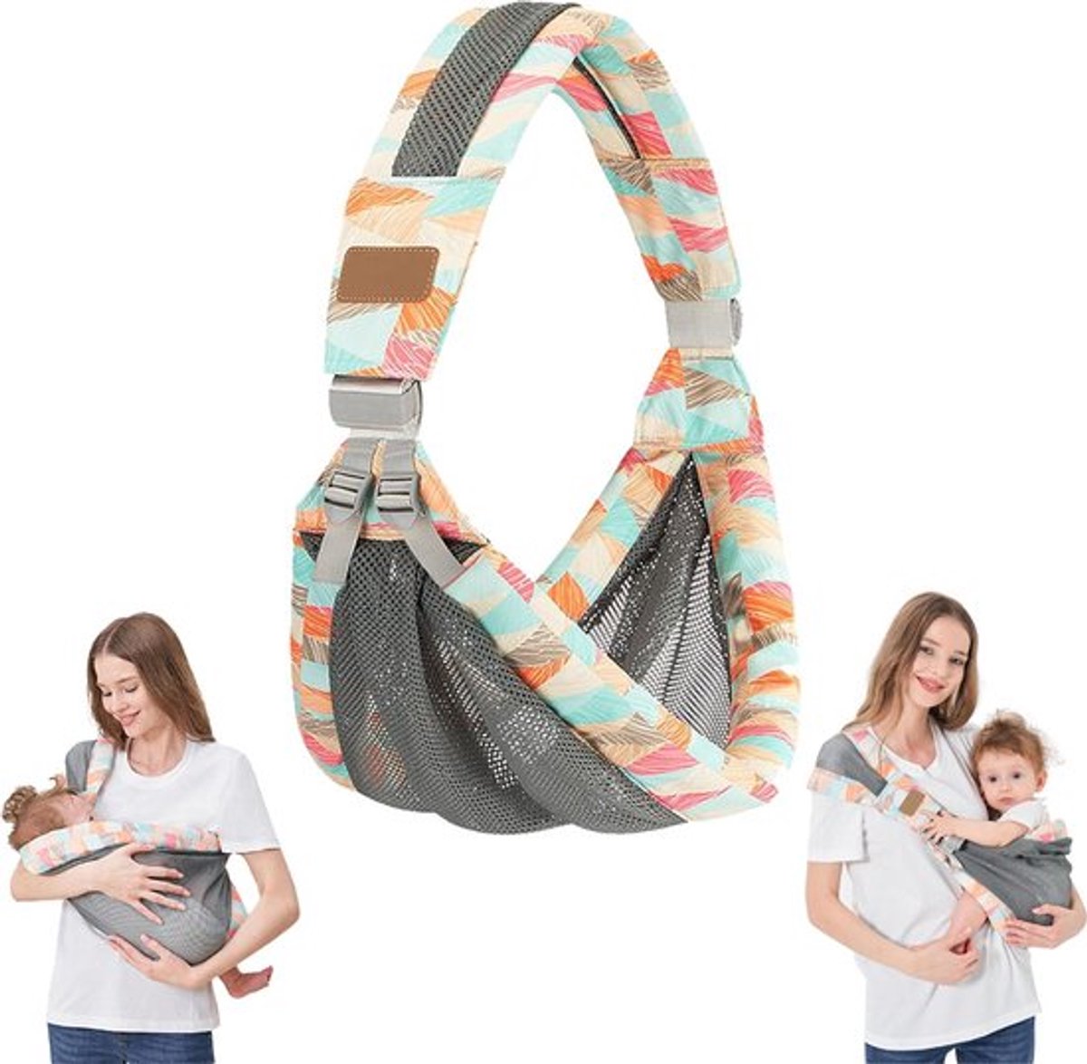 Ergonomic baby carrier with breathable mesh panels