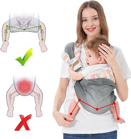 Ergonomic baby carrier with breathable mesh panels