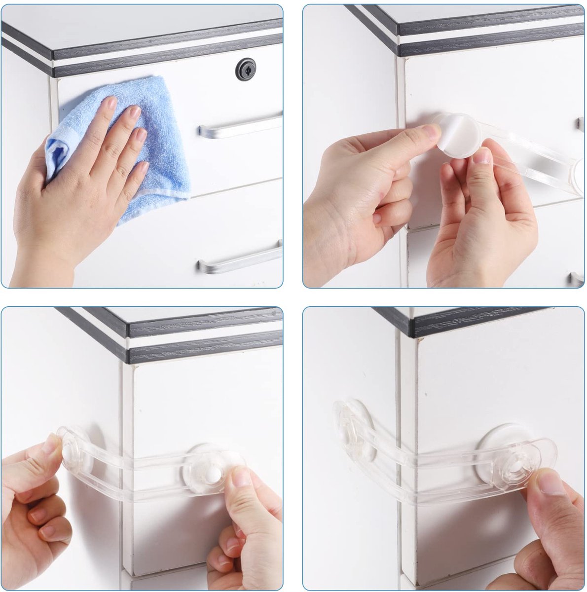 Goudhurst Child Cabinet Locks, 8pcs, Clear Self Adhesive