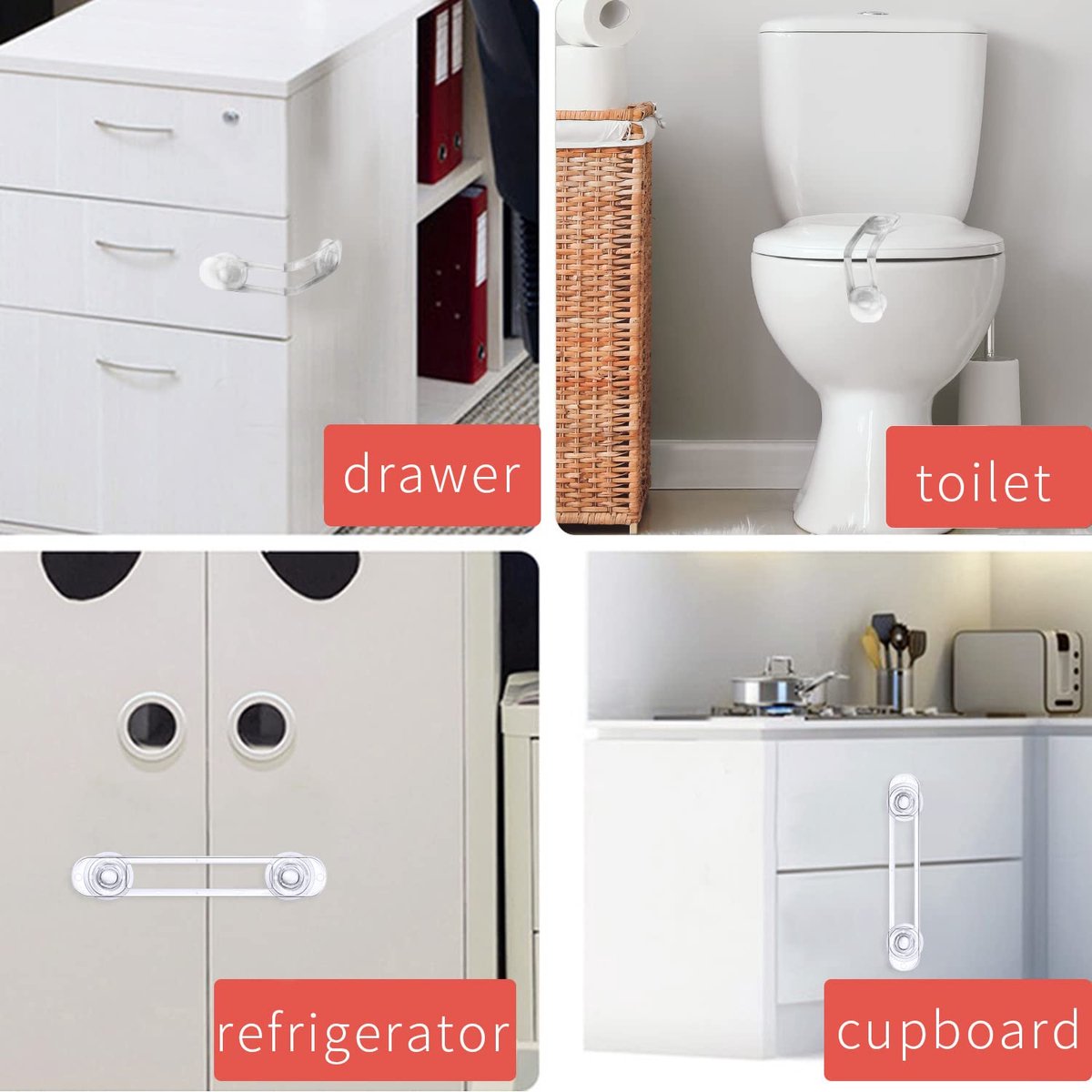 Goudhurst Child Cabinet Locks, 8pcs, Clear Self Adhesive