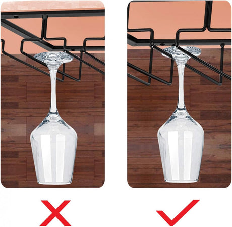 4 row black metal under cabinet wine glass rack