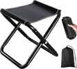 Black pocket sized aluminium mini camp stool folded and set up