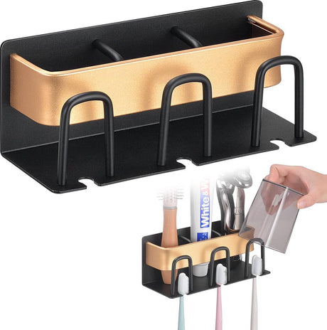 Wall mounted stainless steel toothbrush holder with three sorting compartments