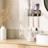 Cala Gonone Toothbrush Holder Case, 3 Compartments, Wall Mounted, Aluminium, Silver
