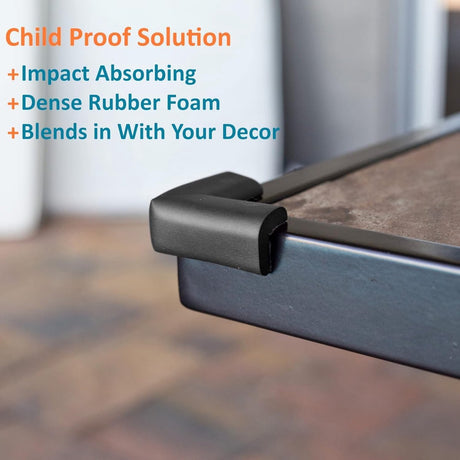 Baby Corner Protectors, Soft Rubber Foam 8 Pack Black