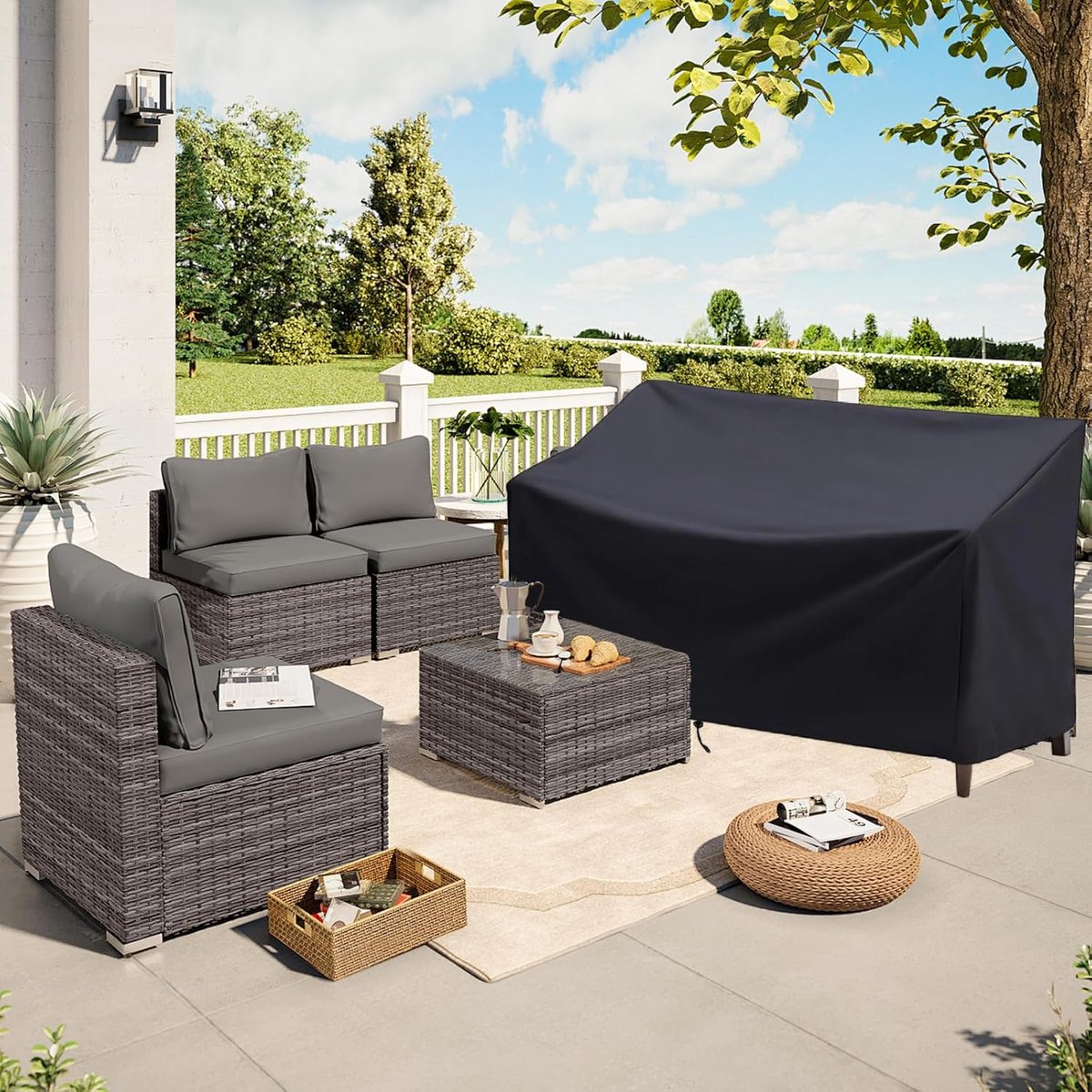 2 Seater Garden Bench Cover Oxford 210D Black 163 x 66 x 89cm