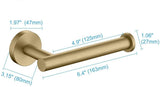 Gold roll holder shown horizontally with a toilet roll on the bar