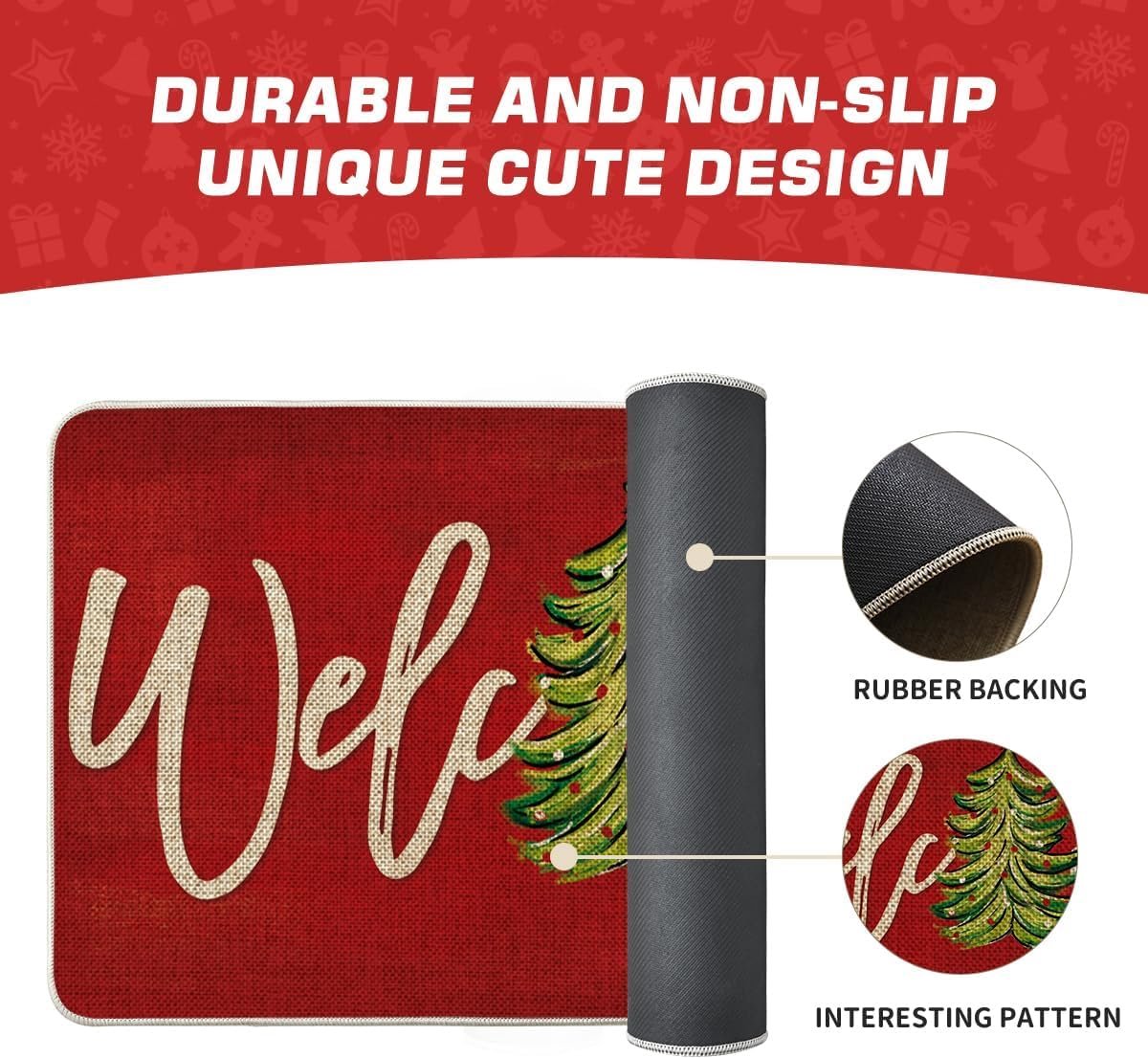 Christmas tree design door mat, 50 x 80 cm, at a festive entrance