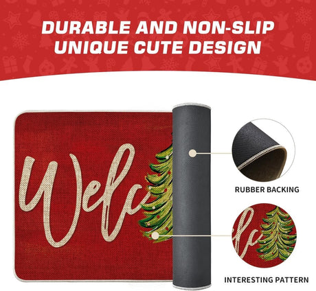 Christmas tree design door mat, 50 x 80 cm, at a festive entrance