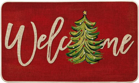 Christmas tree design door mat, 50 x 80 cm, at a festive entrance