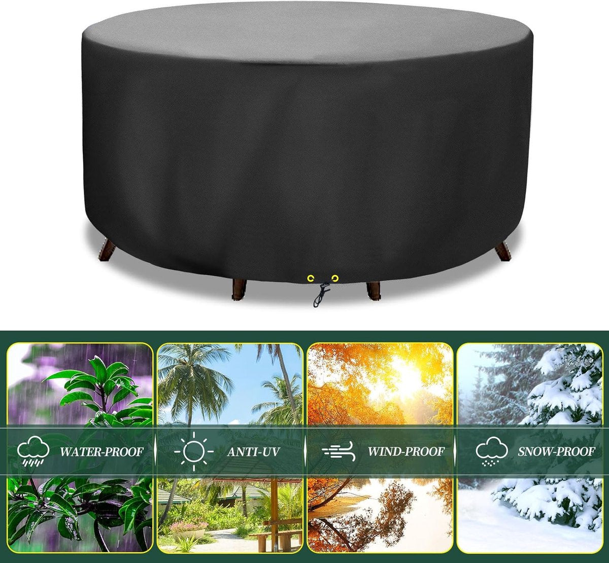 Round Table Cover Oxford 420D Black D130 x H71cm