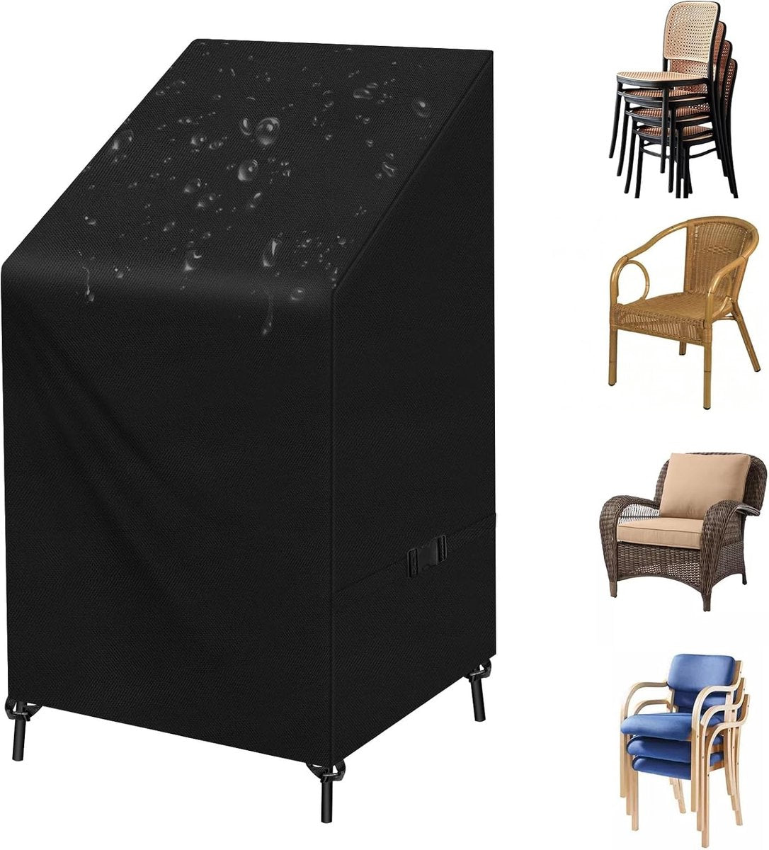 Stackable Chair Cover Oxford 210D, Black 120cm