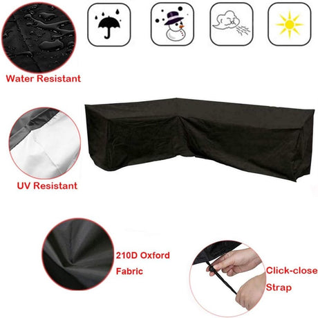 L Shape Corner Sofa Cover Oxford 210D, Black 286 x 222 x 82cm