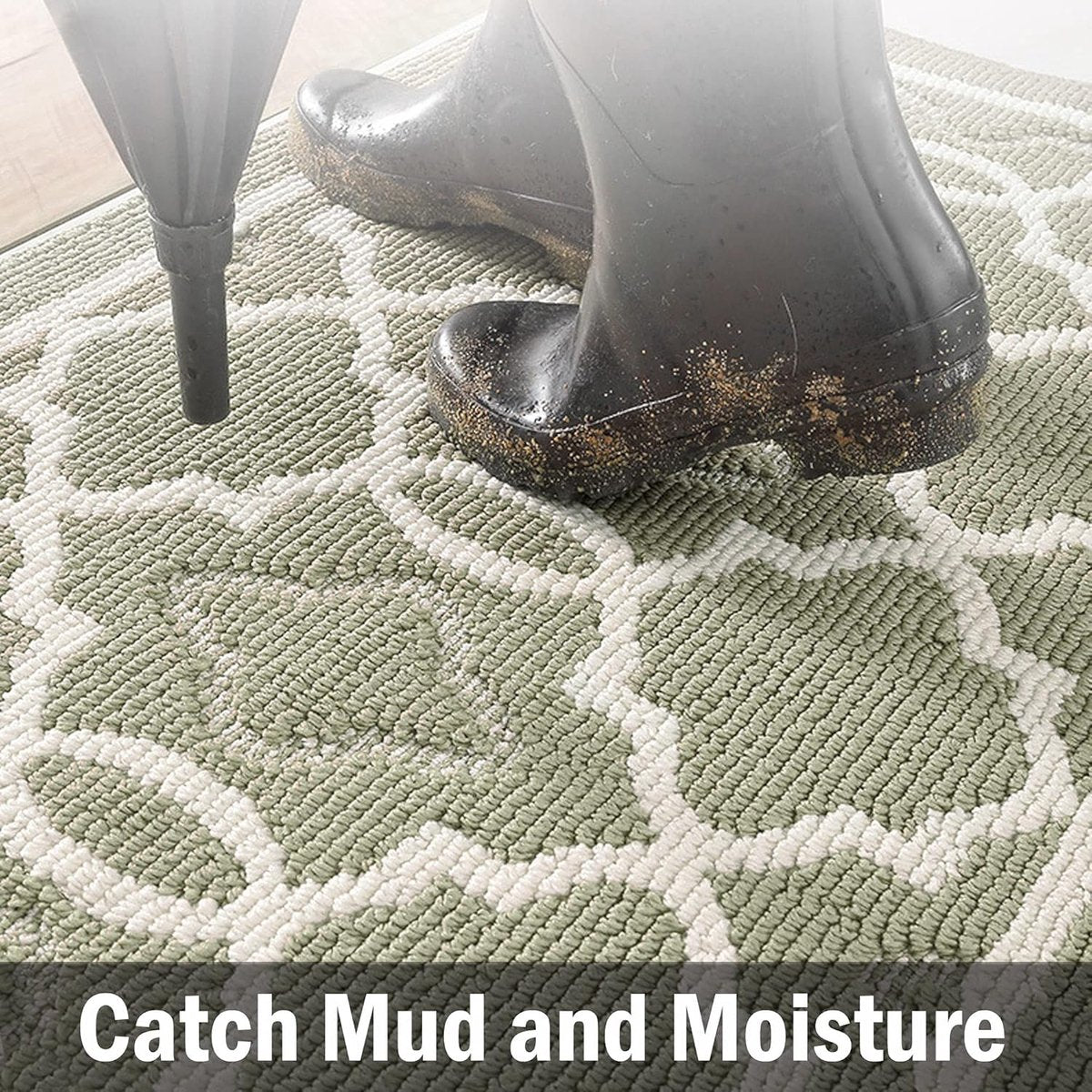 Washable Non Slip Door Mat, Green 50x80cm