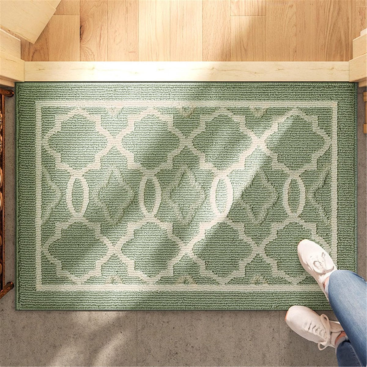 Washable Non Slip Door Mat, Green 50x80cm