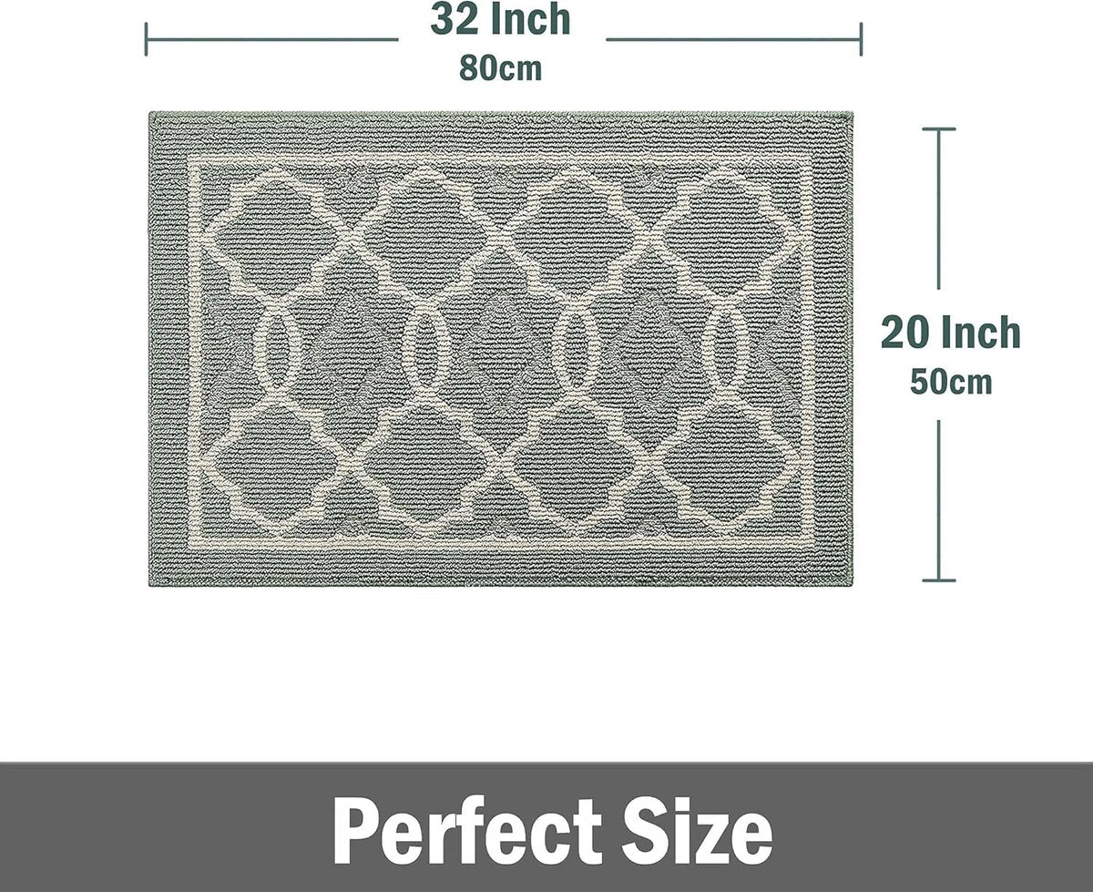 Washable Non Slip Door Mat, Green 50x80cm