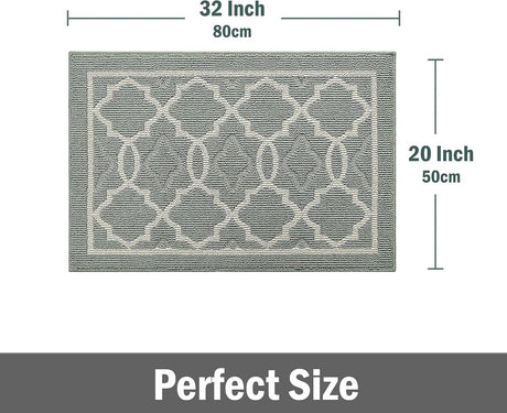 Washable Non Slip Door Mat, Green 50x80cm