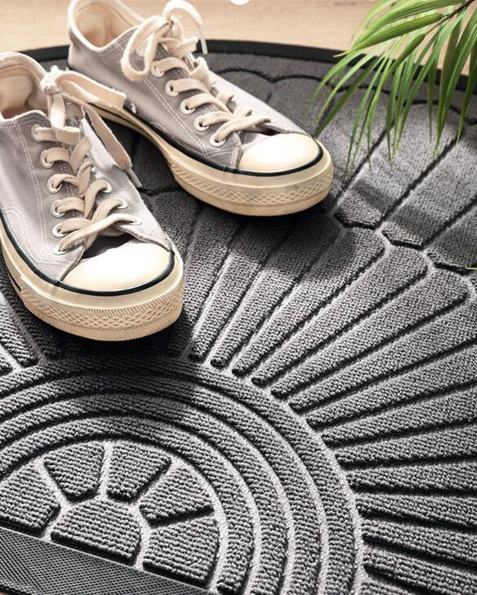 Semi Circular Non Slip Door Mat, Dark Grey 60x90cm