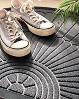 Semi Circular Non Slip Door Mat, Dark Grey 60x90cm