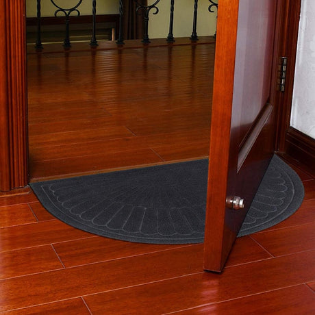 Semi Circular Non Slip Door Mat, Dark Grey 60x90cm