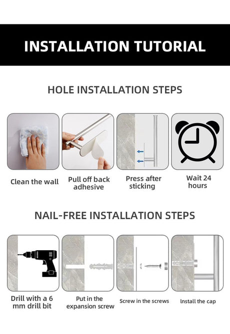Screw and wall plug fixings supplied with the gold toilet roll holder