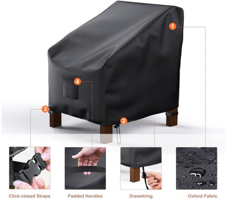 Chair Cover Oxford 210D, Black 96 x 79 x 74cm 2pcs