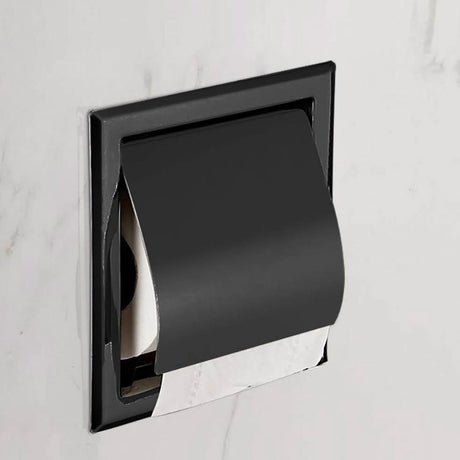 Built in black stainless steel toilet roll holder for wall mounting