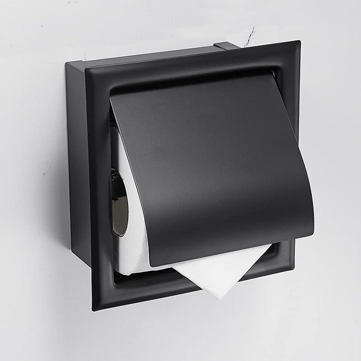 Rear view of the built in roll holder showing the wall mounting points for screws and plugs