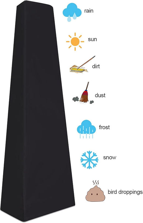 Patio Heater Cover, Black 221 x 53 x 61cm