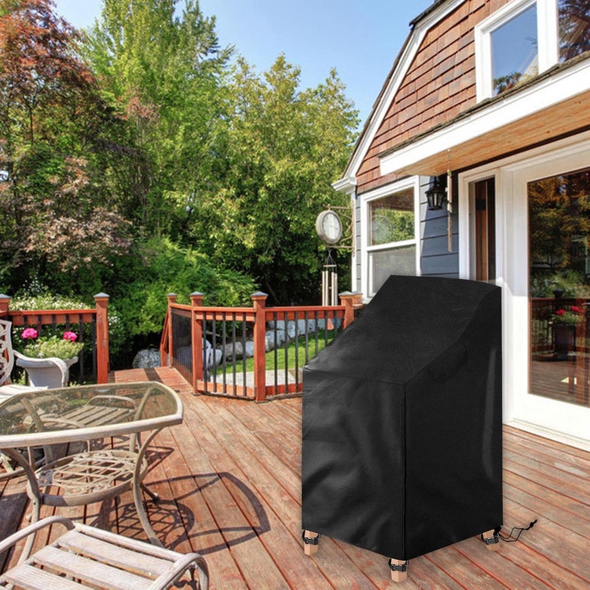 Stackable Chair Cover Oxford 210D, Black 120cm 2pcs