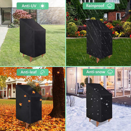 Stackable Chair Cover Oxford 210D, Black 120cm 2pcs