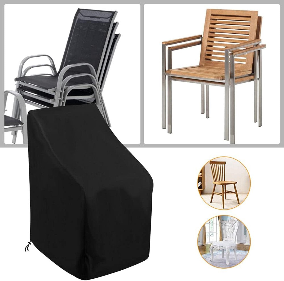Stackable Chair Cover Oxford 210D Black 89 x 89 x 89 to 120cm