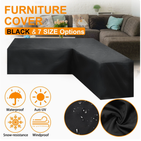 L Shape Corner Sofa Cover Oxford 210D Black 270 x 200 x 82cm