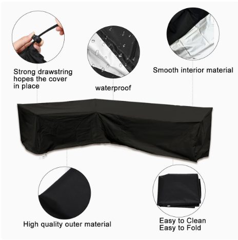 L Shape Corner Sofa Cover Oxford 210D Black 270 x 200 x 82cm