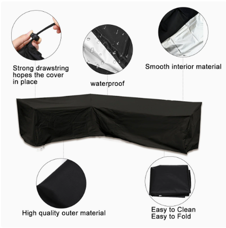 L Shape Corner Sofa Cover Oxford 210D Black 270 x 200 x 82cm