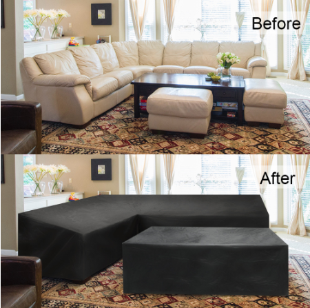 L Shape Corner Sofa Cover Oxford 210D Black 270 x 200 x 82cm
