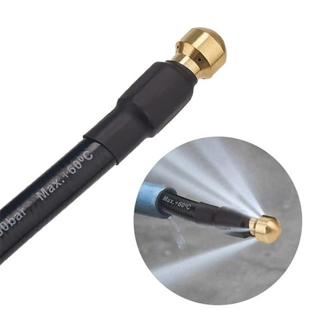 Drain cleaning hose coiled