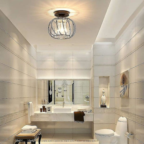 Modern black crystal chandelier, illuminated
