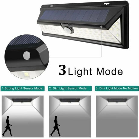 118 LED solar wall light 1000 lumen with PIR motion sensor IP65 outdoor