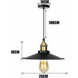 Industrial vintage black metal E27 pendant ceiling light