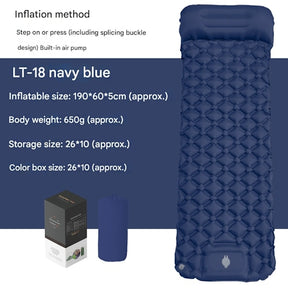 Navy single self inflating camping mat with carry strap