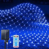Solar Net Mesh String Lights 192 LED Outdoor Waterproof with Remote Blue — Allure Home Collections